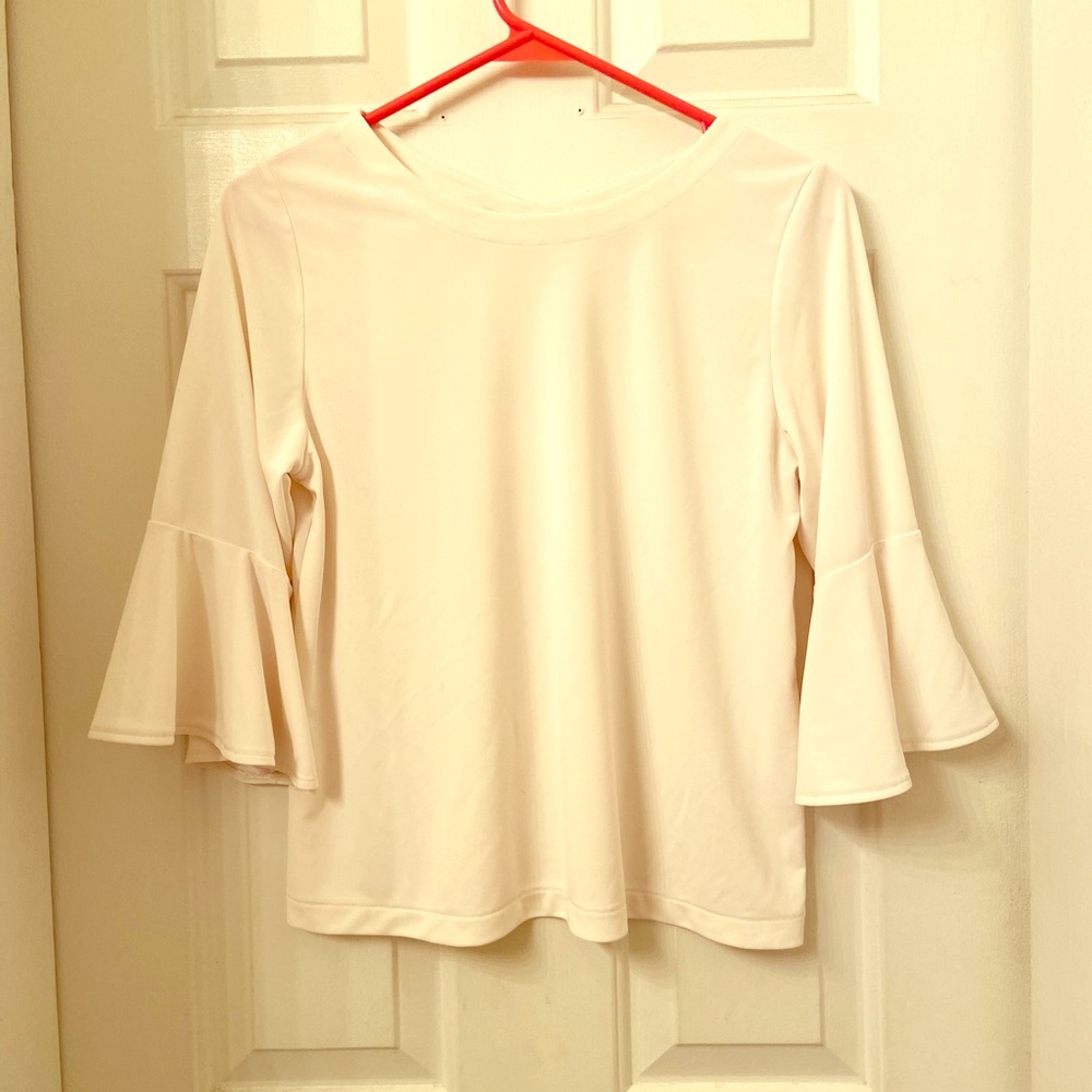 White bell sleeve blouse
